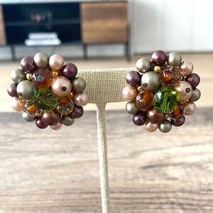 Vintage Bead Clip Earrings